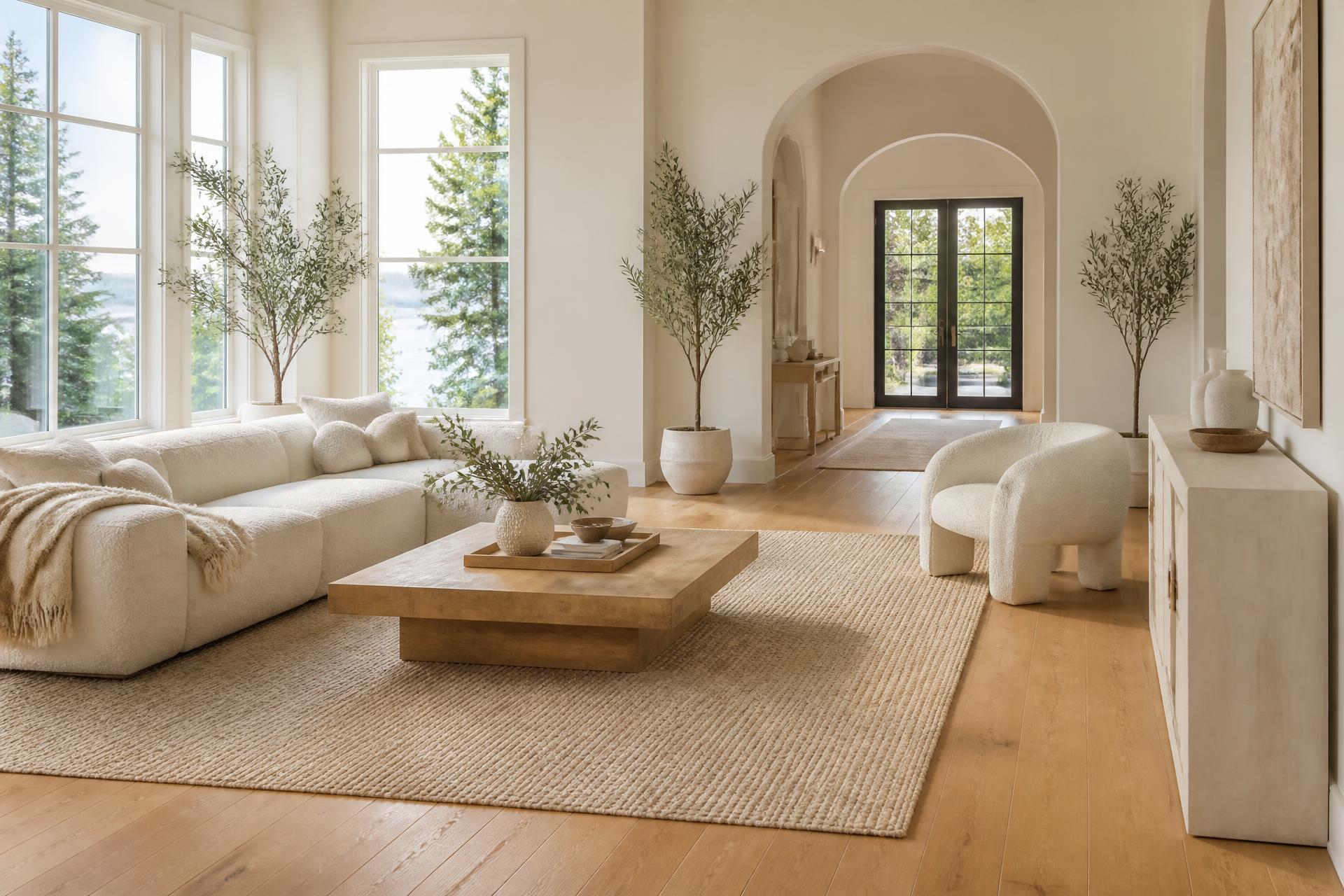 Sunlit, spotlessly clean living room in a Metro Detroit home