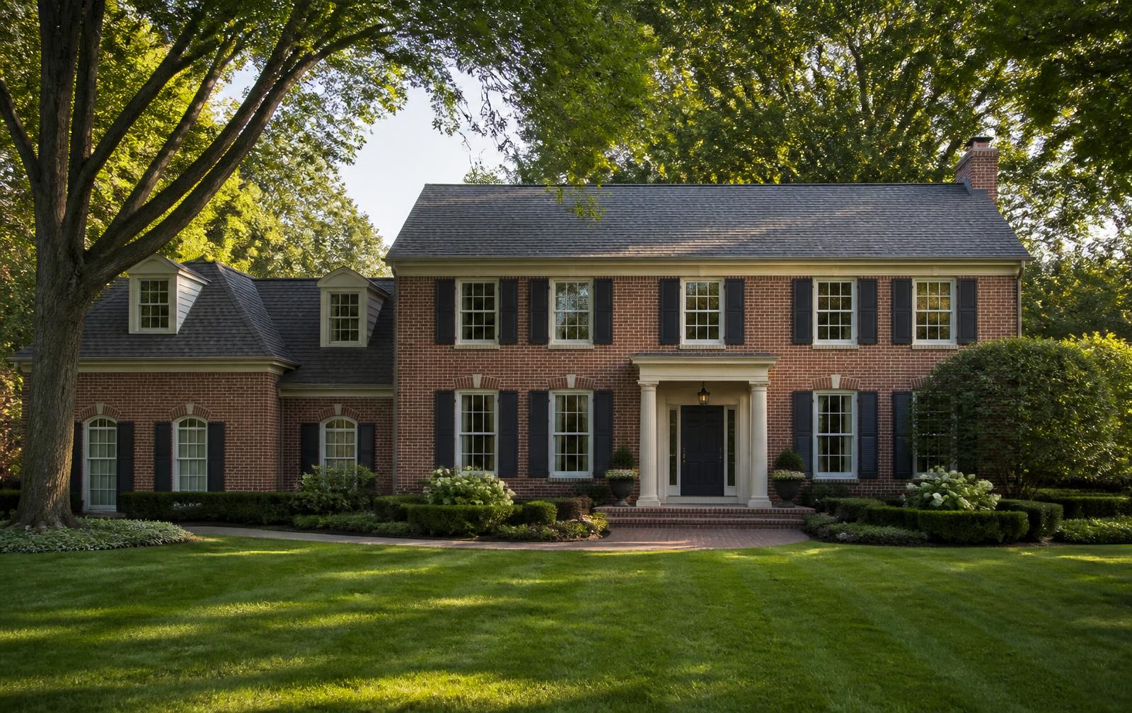 Established Metro Detroit brick colonial home on a tree-lined street